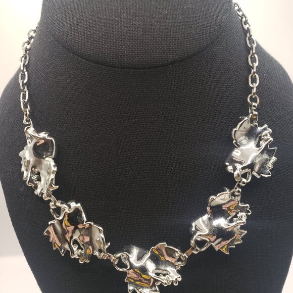 Vintage Sarah Coventry Whispering Leaves White Enamel Necklace - Picture 10 of 12